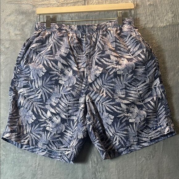L.L. Bean Blue Tropical Lined Swim Shorts Pockets Size Medium - Picture 1 of 9